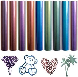 HTV Chameleon Heat Transfer Vinyl Bundle 9 Packs 12"x10" Iron On Vinyl for T-Shirt 9 Assorted Chameleon Gradient Change Color PU HTV Sheet, DIY Design for T-Shirt