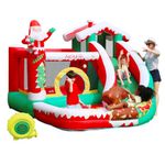 AirMyFun Inflatable Christmas Bounce House with Slide Inflatable Santa Claus Snow House Bouncy House for Kids Outdoor Party with Air Blower