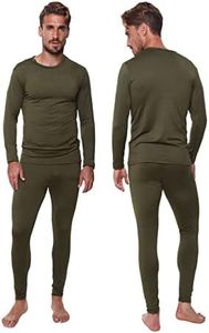 Thermal Underwear for Men Long John Set for Cold Weather Mens 2 pc Long Sleeve Shirt and Leggings Fleece Base Layer Thermals, Olive Green, XX-Large