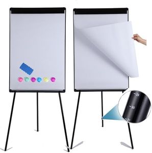 DexBoard 2 Pack Dry Erase Easel 36" x 24", Height Adjustable Magnetic White Board Easel with Tripod Stand, Office Presentation Easel Board with Flipchart Pad, Magnets & Eraser, Black