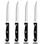 Homikit Steak Knives Set of 4, Stainless Steel Serrated Kitchen Knife with Sharp Blade, Utility Table Dinner Knife Cutlery Sets for Steak Bread Tomato Meat, Classy Design & Dishwasher Safe