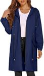 ELESOL Womens Lightweight Long Raincoats Waterproof Rain Jacket Women's Travel Windbreaker Trench Coats