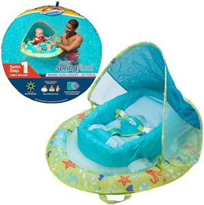 SwimWays Baby Spring Float with Adjustable Canopy and UPF Sun Protection, Green Octopus