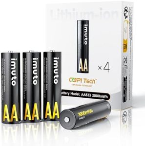 Rechargeable AA Batteries Lithium 4 Pack,3000mWh 1.5V Output Double A Batteries Rechargeable,1600 Cycles Long Lasting AA Li-ion Battery（Only Batteries）