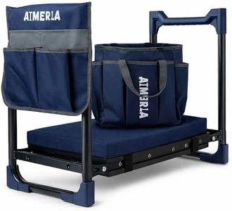 Aimerla K7 Foldable Garden Kneeler Seat, Upgraded Anti-Slip Base, 350LBS Capacity, 10.2" Wide EVA Pad & Detachable Cloud Cushion, 2-in-1 Kneeler Bench for Seniors, Gardening Gifts for Parents