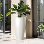 YUCCABE ITALIA Foxb Vnr 24 Inch Pots For Plants Highly Durable Polymers Lightweight Indoor Outdoor Tall Flower Pot Gamla Tree Planter Container Planters For Living Room, Balcony,Garden Home (White)