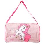 RedChimes Premium Glitter Duffle Bag | Girls Tie Dye Gym Duffle Bag for Kids Girls | Travel Bag for Teens Carry-On Size & Ideal for School (One Size) (Glitter Unicorn)