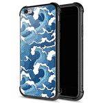 CARLOCA Compatible with iPhone 6S Case,Abstract Blue Waves iPhone 6 Cases for Girls Women,Graphic Design Shockproof Anti-Scratch Hard Back Case for iPhone 6/6S