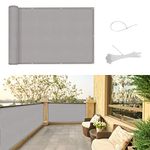 SUNNY GUARD Balcony Privacy Screen Cover Garden Privacy Screen PES Weatherproof UV Protection Windscreen with Cable Ties,90x600cm Grey