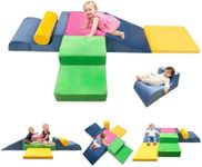 EOSAU Toddler Climbing Toys Indoor, 6-Piece Baby Foam Climbing Blocks Set, Soft Play Climbing Toys for Toddlers 1-3, Indoor Climb Crawl & Slide Activity Play Gym for Kids (Bright Color)