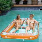 Sunrio Inflatable Tanning Pool Lounger Float for Adults-80" x 58" Inflatable Tanning Pool Lounger Suntan Tub Pool Floats Sun Tan Tub Blow up Pool Raft Lounge Floatie, XL-Clear Orange