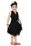 Chandrika Girls' Knee Length Dress (CPGL010-BLACK_Black_34)