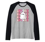 Adorable Spooky Halloween Flower Ghost Cute Ghost Haunted Raglan Baseball Tee