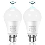 Torkase PIR Motion Sensor Light Bulb, 13W B22 Bayonet Smart Light Bulbs, 5000K Cool White Infrared Lamp, Auto On/Off Motion Sensor Lights Indoor Outdoor Bulbs for Garage, Bathroom, Hallway, 2 Pack