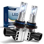 Sinoparcel HIR2 9012 LED Headlight Bulb with Cooling Fan, 24000LM 6500K Cool White High and Low Beam Super Bright Halogen Replacement, IP67, Pack of 2