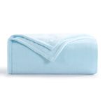 Aisbo Fleece Blanket Light Blue Throw - Versatile Soft Warm Blanket Fluffy Throws for Bed Double Size, Cozy Solid Flannel Twin Blanket for Sofa Couch, 150x200cm