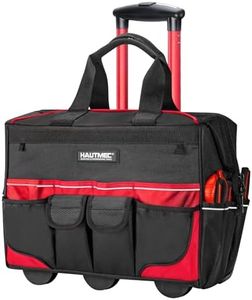 HAUTMEC 18" Rolling Tool Bag on Wheels, Heavy-Duty Tool Bag with High-Density Oxford Fabric, Oversized Off-Road Wheels, Wide-Mouth Design, 23-Pocket, Double Zipper & Telescoping Handle - HTTBM25004