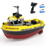 Remote Control Boat 2.4 Ghz Waterproof 1:72 Remote Control Tugboat for Adults and Children RC Boat for Kids Two Rechargeable Batteries 40 Minutes of Play Summer Outdoor Aquatic Toy Birthday gift