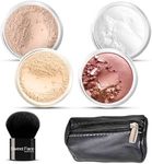6pc FULL SIZE KIT KABUKI & KABAGGIE Tote Mineral Makeup Set Matte Foundation Bare Face Sheer Powder Cover (Light)