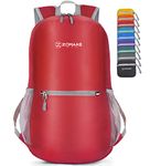 Zomake Lightweight Hiking Backpack Water Resistant,20L Packable Daypack Foldable Small Backpack for Travel,(Red)