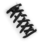 TEEZY No Tie Shoe Laces for Trainers | Premium Elastic Weave & Quick Lock Buckle | Flat Shoe Laces For Adults & Kids | Elastic Shoelaces Black White Laces No Tie | ACCELERATOR (Black)
