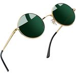 Joopin Round Sunglasses for Men Women, UV Protection Metal Frame Vintage Retro Hippie Circle Polarized Womens Mens Sunglasses (Gold G15)