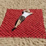Big Blanket Co. Big Beachy Oversize Beach Blanket | Sand Resistant, Giant Beach Blanket | Huge Yet Compact and Portable Picnic Blanket | Red Checkered