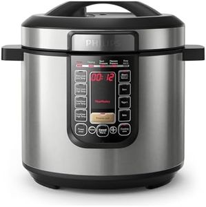Philips Viva Collection All-in-One Multicooker, ProCeramic+ Pot 6L, 1300W, Automatic Keep Warm for 12 hours, Multi Cooking Modes, Easy-to-Clean, 9 Safety Protection Systems, Silver (HD2237/72)