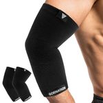 GORNATION Elbow Compression Sleeves, Forearm Compression Sleeves, 2x Arms Sleeves for Fitness, Weightlifting, Bodybuilding, Calisthenics, & Sports, Elbow Braces for Men & Women - 1 Pair, Black, M