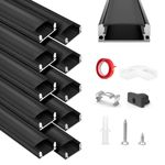 HOMMAND LED Channel, LED Profile 10 Packs 1m/3.3ft U-Shape, LED Diffuser and LED Aluminium Profile with Corner Connectors, End Caps, Mounting Clips and Adhesive, LED Strip Channel 10m