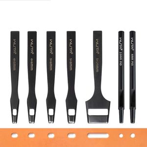WUTA 6 Pcs Leather Belt Hole Puncher Oval Cutter Strap Watch Band Flat Punches Heavy Duty Oblong Tools for Leathercrafting (4 * 5+4 * 6+5 * 8+5 * 25+4mm Round+3.5mm Round)