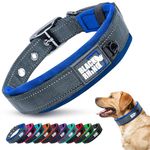Black Rhino - The Comfort Collar Ultra Soft Neoprene Padded Dog Collar for All Breeds, Dog Collars for Large Dogs - Heavy Duty Adjustable Reflective Weatherproof (Large, Blue/Grey)