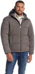 Weatherproof Hooded Puffer Jacket - Water Resistant Bubble Coat | Men's Jacket with Hood | Lightweight Down Alternative Puffy Winter Jacket, Zip Up Outdoor Coat, Small Taupe