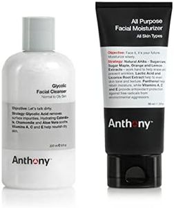 Anthony Essentials Duo Glycolic Facial Cleanser for Men and All-Purpose Facial Moisturizer - Men’s Hydrating Lotion for Dry Skin