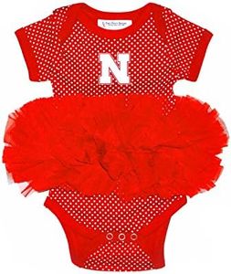 NCAA Nebraska Cornhuskers Children Girls Pin Dot Tutu Creeper,12 mo,Red