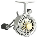 Inline Ice Fishing Reel with Adjustable Drop Rate, Star Drag and Push-Button Free Spool Feature, Made of CNC Machined Aluminum 2.7:1 Ratio 5 Ball Bearings (Left Hand)