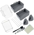 Kitchen Web Air Fryer 13PCS Accessories Set - Durable 180g Silicone Liners, Grill Rack, Skewers, Gloves, Tongs, Brush, with 100 Paper Baking Sheets - Fits 4.5-9L, AF400UK, AF300UK & Similar Models