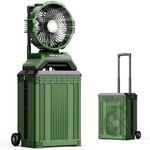 Veubew Portable Misting Fan with 30L Bucket, 30000mAh Rechargeable Battery Powered, 12Hrs Mist Rechargeable Fans, 4 Strong Winds, 4 Spray Mister, 3 Lighting Settings for Outdoor, Camping, Patios