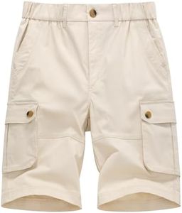 Msmsse Mens Cotton Shorts Cargo Elastic Waist Relaxed Fit Casual Outdoor Work Hiking Shorts with Multi Pockets Beige 40