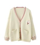GK-O Mori Girl Kawaii Rabbit Japan JK Uniform Knit Cardigan Sweater Girl School Cosplay Sweater, White, One Size
