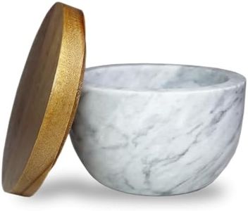 salomayes Large Marble Salt Cellar With Lid, Salt Box Spice Seasonings Keeper Pepper Container, salt holder Big Capacity Elegant Design(white)