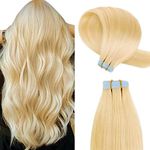 YILITE Blonde Tape in Hair Extensions Human Hair 20 inches 20pcs 50g/pack Invisible Straight Seamless Skin Weft Remy Hair Extensions Silky Tape Hair Extensions (20 inches #613 Bleach Blonde)