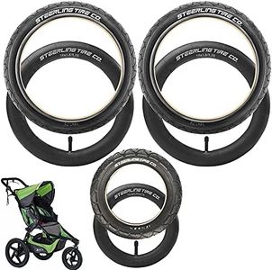 Baby Jogging Stroller Tire and Inner Tube Replacement Set - Two 16" x 1.75 Rear & One 12.5" x 2.25 Front TUBES and TIRES - Great for BOB Revolution, Alterrain & Stroller Strides! by Steerling Tire Co.