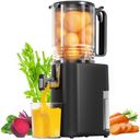Cold Press Juicer, 5.5inch Wide Feed Chute Juicer Machine, Slow Masticating Juicer for Whole Vegetables & Fruits, Black