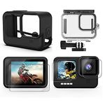 Adofys Accessories Kit for GoPro Hero 9/10/11& 12 Black with Waterproof Case + Ultra Clear Tempered Glass Screen Protector + Lens Protector + HD Front Display Lens Protector + Silicone Rubber Case