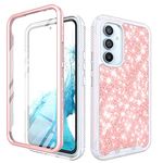 TJS Compatible for Samsung Galaxy A15 5G Case, with [Built-in Screen Protector], Full-Body Drop Protector Cover Glitter Bling Cute Girls Women Design Hybrid Phone Case (Rose Gold)