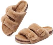 KIDMI Fuzzy Slippers Women with Cor