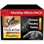 Sheba Cat Wet Food - Fresh and Fine - Cat Pouches Poultry in Gravy - 50 x 50 g Pack