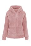 RISISSIDA Faux Sherpa Fleece Jacket Women Fur Coat Fuzzy Lightweight 2022 Fall Winter Fashion, Thermal Wool Shearling Warm Fluffy Furry Zip Up Hoodie with Hood Pink 1712016 L