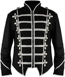 Darkrock Military Drummer Jacket Black Parade Jacket Goth Punk Adam Ant VTG Style/Black & Silver/USA (Large)